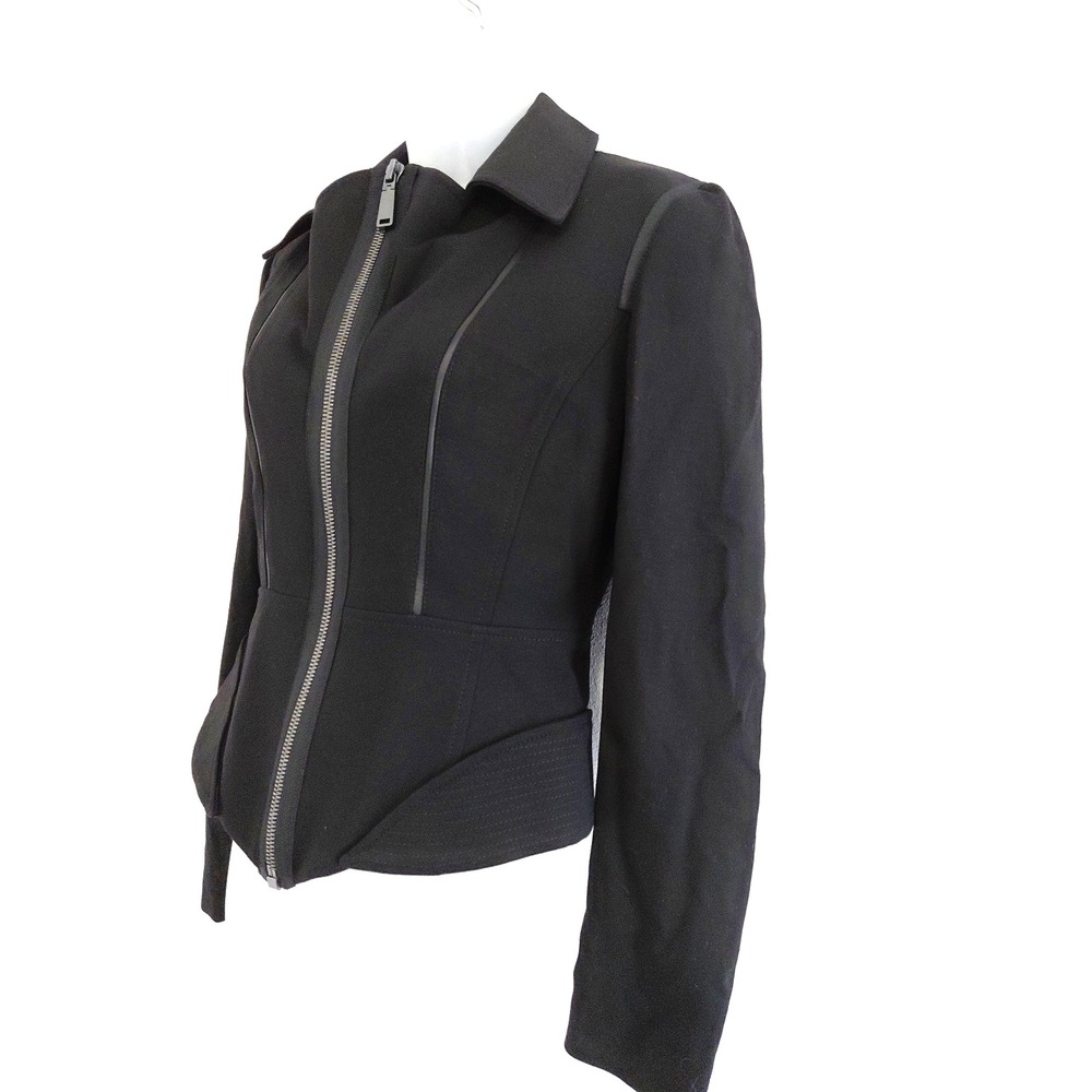 NEW Elie Tahari X Nordstrom Moto Jacket Women 6 Black Modern Zip Crop GABBIE - Picture 3 of 16
